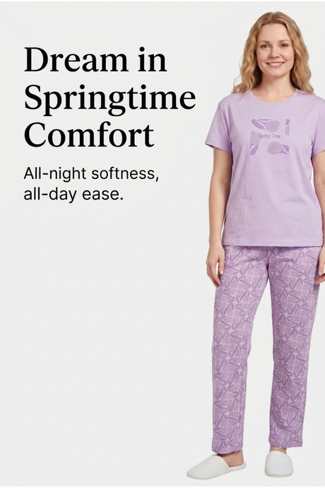 Sweet Dreams Floral Printed Pyjama Set - Cosmic Purple — image 4